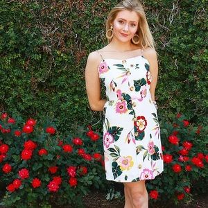 Floral Linen Dress with Sash